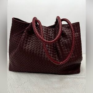 Lulu Dharma Wine Woven Double handle Tote Bag / Purse